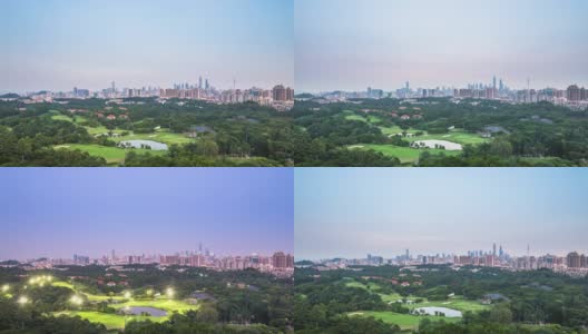 日落时分的广州城市景观和天际线。间隔拍摄高清在线视频素材下载
