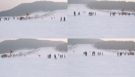 中国北京滑雪场拥挤的游客。高清在线视频素材下载
