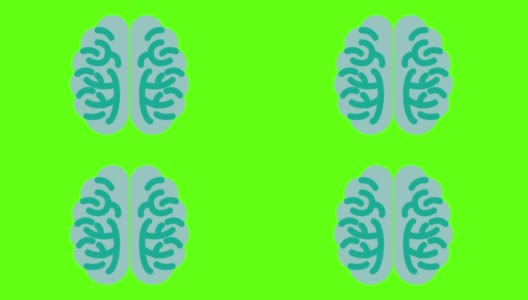人脑在绿色屏幕背景上的动画高清在线视频素材下载