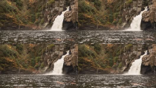 秋天的林维尔瀑布的水平面高清在线视频素材下载