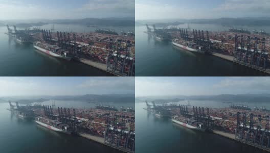 航拍中国深圳盐田港的集装箱船高清在线视频素材下载
