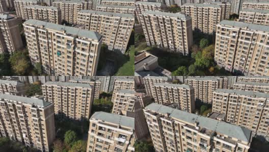 中国上海张江的住宅建筑无人机鸟瞰图高清在线视频素材下载