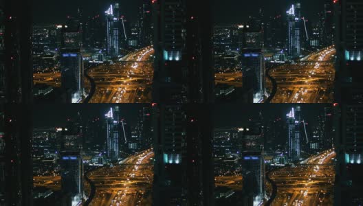 迪拜谢赫扎耶德路，晚上的交通状况高清在线视频素材下载