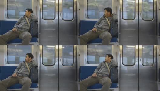 地铁里孤独的男人高清在线视频素材下载