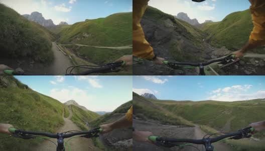极限POV在阿尔卑斯山上骑行高清在线视频素材下载