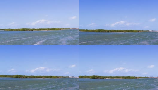 全景景观的霍尔博克斯岛自然海滩绿松石水墨西哥。高清在线视频素材下载