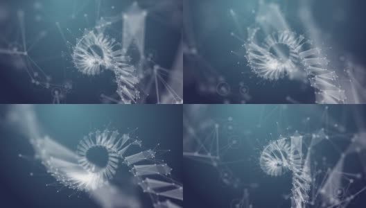 物质空间中DNA分子的抽象动画构造蓝色方案高清在线视频素材下载