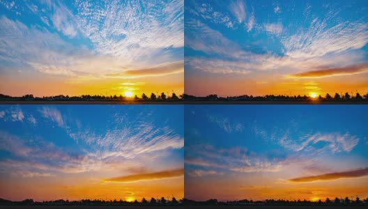 4K:落日与五彩缤纷的天空和云高清在线视频素材下载