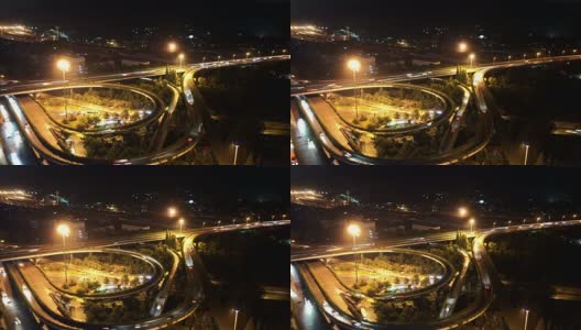 杭州夜间十字路口的交通情况。间隔拍摄高清在线视频素材下载