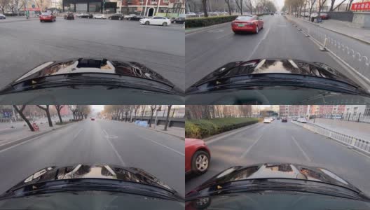 在市区道路上行驶的车辆在白天。中国,北京高清在线视频素材下载