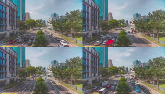 时间推移视频4K，交通视图与背景新加坡地标金融商业区与摩天大楼，交通进入城市2020年2月2日在新加坡。高清在线视频素材下载