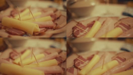 完美的肉和奶酪开胃菜高清在线视频素材下载