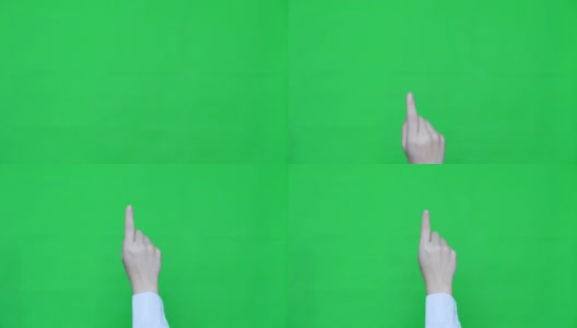 慢动作:一触，手与绿色屏幕高清在线视频素材下载