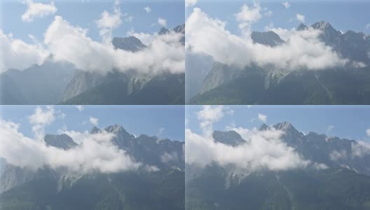 摇摄:Zugspitze阿尔卑斯山阿尔卑斯山山脉景观德国之巅高清在线视频素材下载
