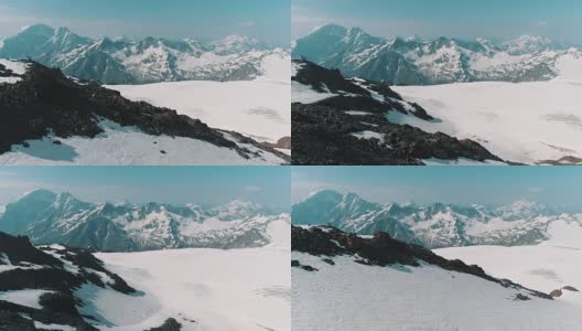 鸟瞰风景如画的自然雪山景观高清在线视频素材下载