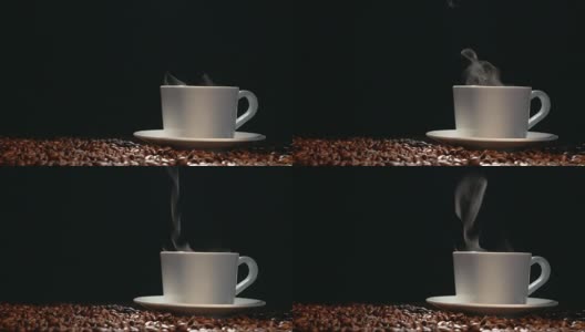 咖啡杯配烤咖啡豆高清在线视频素材下载
