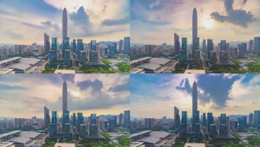 深圳的现代建筑外观，时光流逝/中国深圳。高清在线视频素材下载