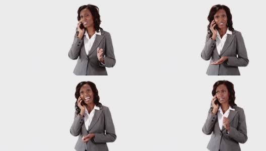 非裔美国女商人正在打电话高清在线视频素材下载