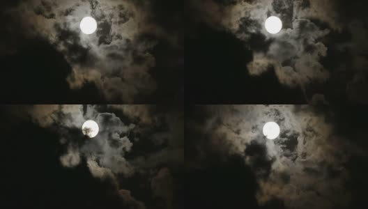 乌云后面的满月高清在线视频素材下载