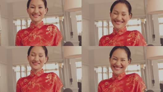 亚洲女服务员对着镜头微笑高清在线视频素材下载