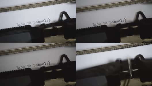 用一台旧的手动打字机打出“回到学校”这个表达:)高清在线视频素材下载
