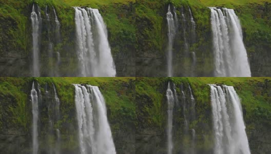 冰岛Seljalandsfoss瀑布，慢镜头高清在线视频素材下载