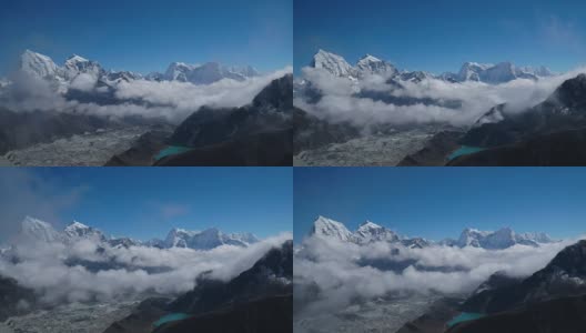 喜马拉雅山高地山谷上空的云的运动。高清在线视频素材下载