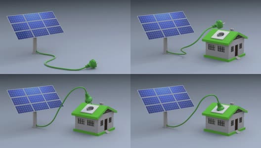 光伏板为小房子提供绿色能源高清在线视频素材下载
