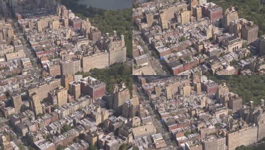 航拍:在上西区俯瞰绿色的纽约中央公园高清在线视频素材下载