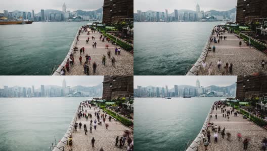 中国香港，2014年11月12日:俯瞰中国香港维多利亚湾的星光大道高清在线视频素材下载