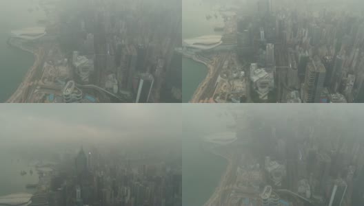 鸟瞰日出时的香港天际线高清在线视频素材下载