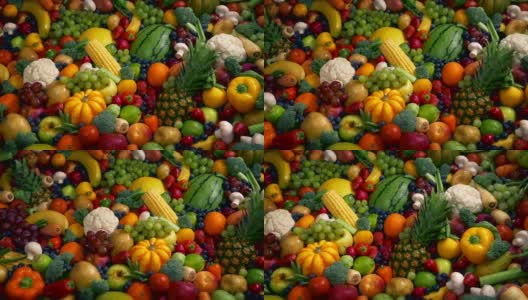 健康饮食，水果和蔬菜的概念高清在线视频素材下载