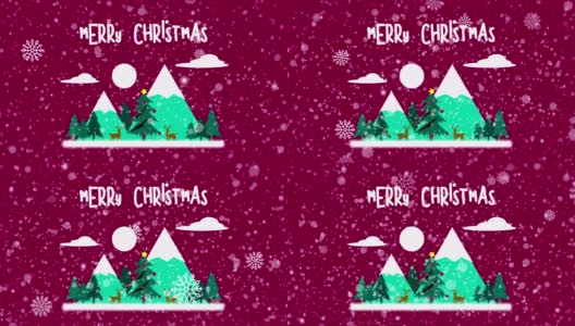 4K动画圣诞快乐动画-紫色背景高清在线视频素材下载