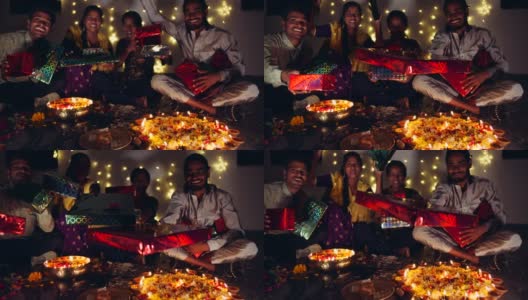 朋友和家人在为印度排灯节做装饰高清在线视频素材下载