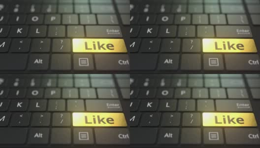 黑色的电脑键盘和金色的按键高清在线视频素材下载