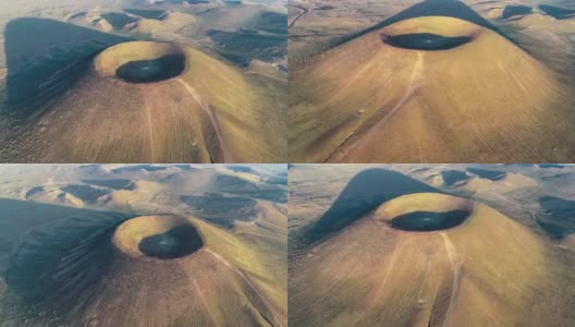 内蒙古草原上矗立着一座完美的锥形火山高清在线视频素材下载