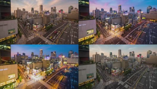 日本大阪市梅田地区的时间推移视图高清在线视频素材下载