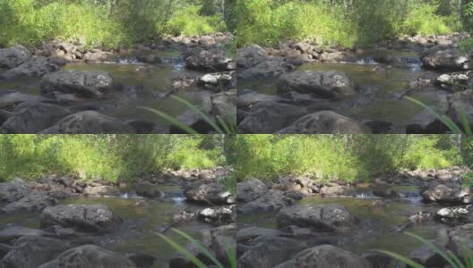 新鲜的山溪瀑布特写。高清在线视频素材下载
