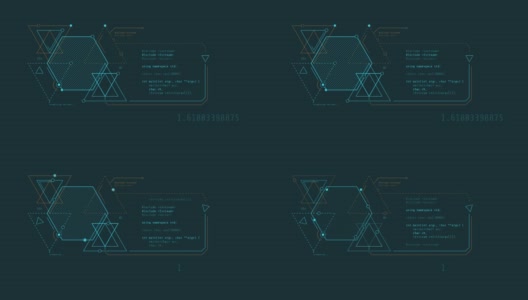 循环动画的抽象代码和几何形状的HUD元素。高清在线视频素材下载