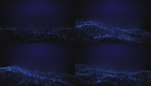 三维抽象蓝色粒子波设计数字光粒子背景标题设计素材。很好的模糊和散景。高清在线视频素材下载