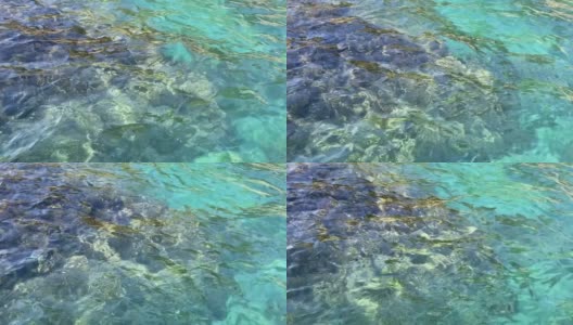 流动的蓝绿色海水表面。美丽的翠绿色水彩。闪亮清澈的海水。高清在线视频素材下载