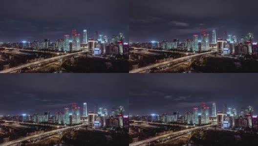 时光流逝——北京城市天际线，夜晚的城市景观高清在线视频素材下载