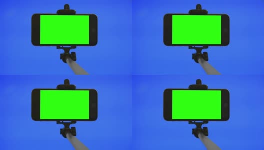 蓝屏绿屏自拍杆彩色按键智能手机高清在线视频素材下载
