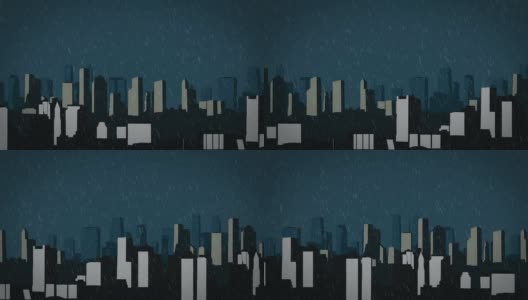 城市雨水动画高清在线视频素材下载