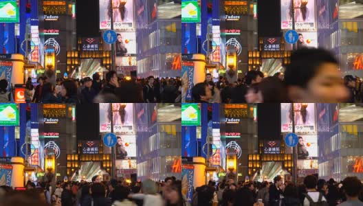 日本大阪夜市人山人海高清在线视频素材下载