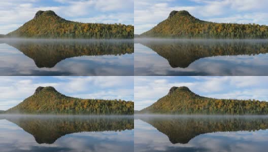 加拿大魁北克省的自然森林秋湖高清在线视频素材下载
