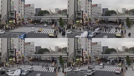 4K延时:行人在东京上野站拥挤过马路高清在线视频素材下载