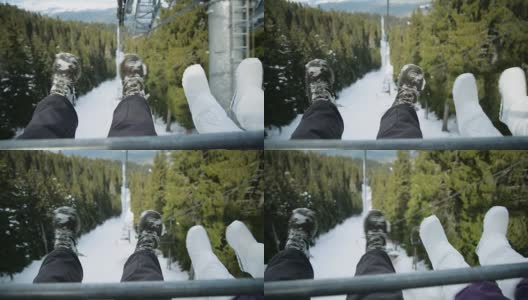 乘坐滑雪缆车旅行高清在线视频素材下载