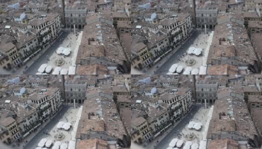 俯瞰意大利维罗纳的埃尔贝广场。时间流逝tilt-shift高清在线视频素材下载
