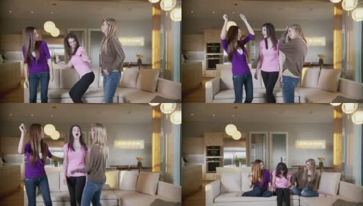 三个女孩跳舞高清在线视频素材下载